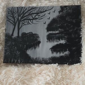 Black and Gray Landscape Canvas Art
